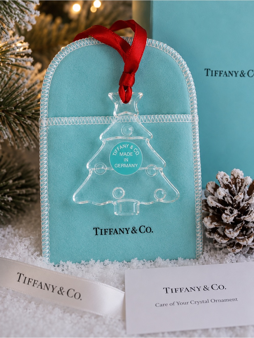 Vintage Tiffany & Co. Crystal Christmas Tree Ornament 2” Made in Germany - Picture 2 of 4